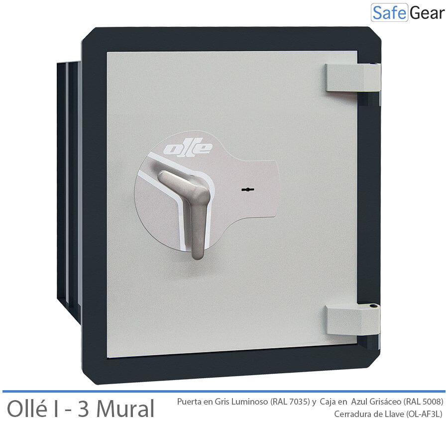 Ollé I-3 Grade 1 wall safe with key lock, door closed