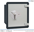 Ollé I-3 Grade 1 wall safe with key lock, door closed