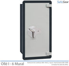 Ollé I-6 Grade 1 wall safe with key lock, door closed
