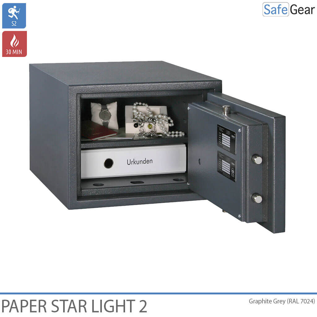 Paper Star Light 2 Brandkluis - 2 Mappen - Inbraaktest Klasse S2 / Brandtest 30 min