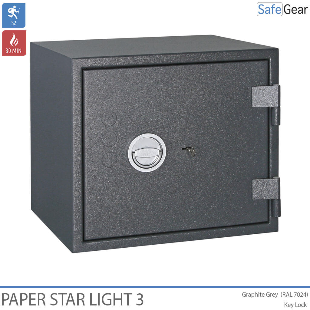 Paper Star Light 3 Brandkluis - 5 Mappen - Inbraaktest Klasse S2 / Brandtest 30 min