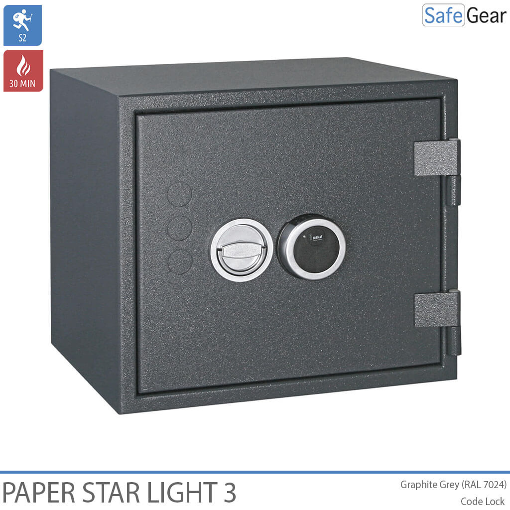 Paper Star Light 3 Brandkluis - 5 Mappen - Inbraaktest Klasse S2 / Brandtest 30 min