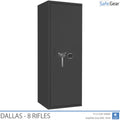 Dallas 8 gun safe in Graphite Grey, door closed, electronic code lock