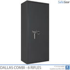 Dallas Combi 6 gun safe in Graphite Grey, door closed, electronic code lock