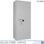 Dallas Combi 6 gun safe in Light Grey, door closed, electronic code lock