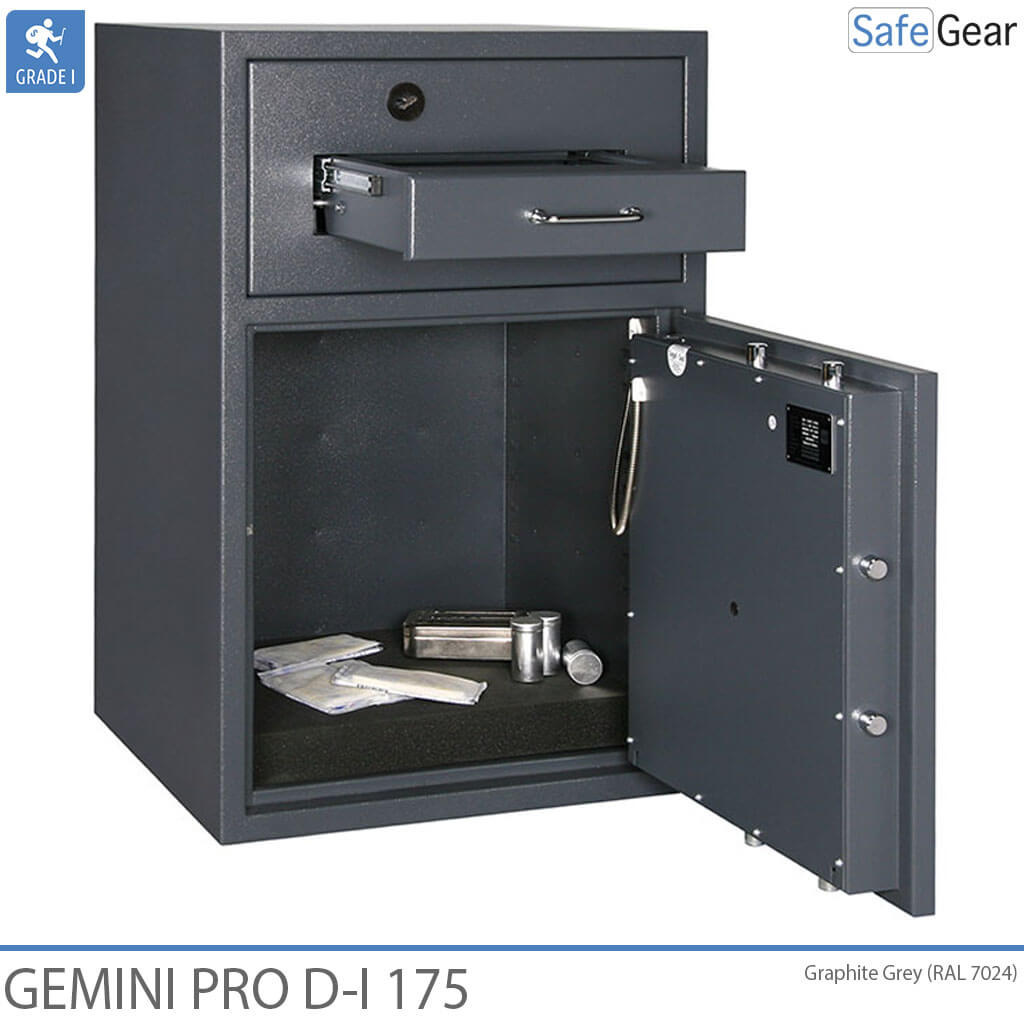 Gemini Pro D-I 250 deposit safe with the deposit drawer and safe door open