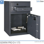 Gemini Pro D-I 175 deposit safe with the deposit drawer and safe door open
