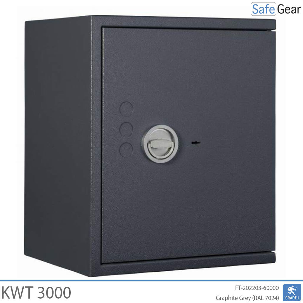 KWT 3000 gun safe in Graphite Grey, door closed