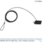 Security wire with metal plate and adjustable lasso, black
