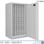 STL 1680 key safe in Light Grey, door fully open
