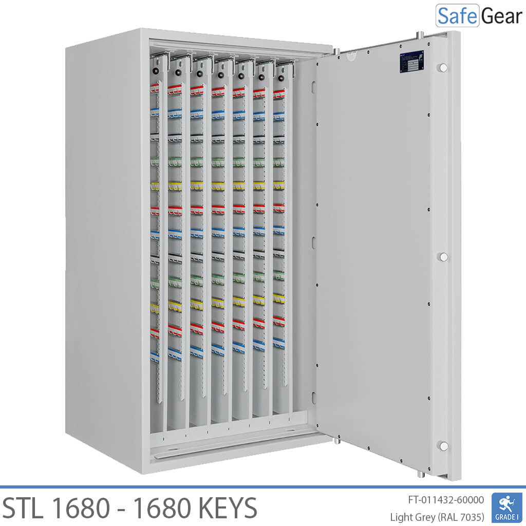 STL key safe in Light Grey, door fully open