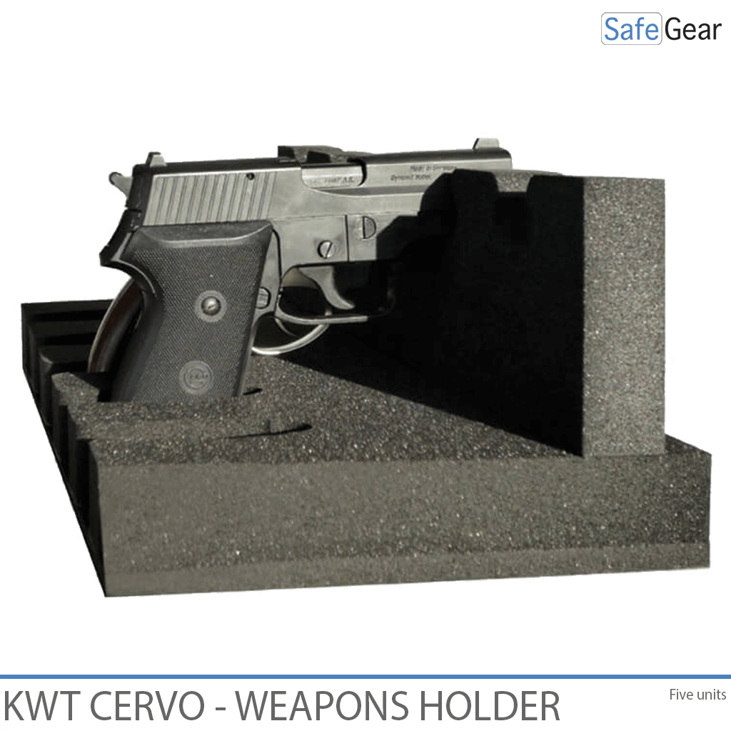 KWT Cervo foam holder for 5 handguns, with one handgun